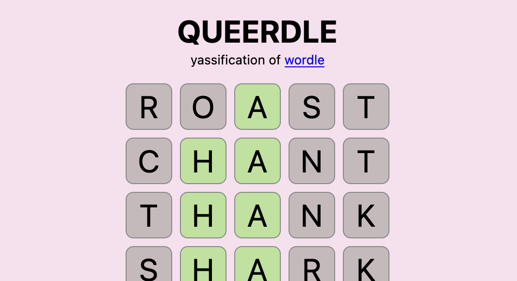 Queerdle game interface